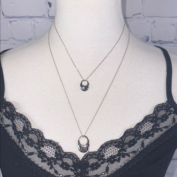 ✨ Two-Strand Silver Layering Necklace - Bought at Nordstrom, New Without Tag - Picture 1 of 4